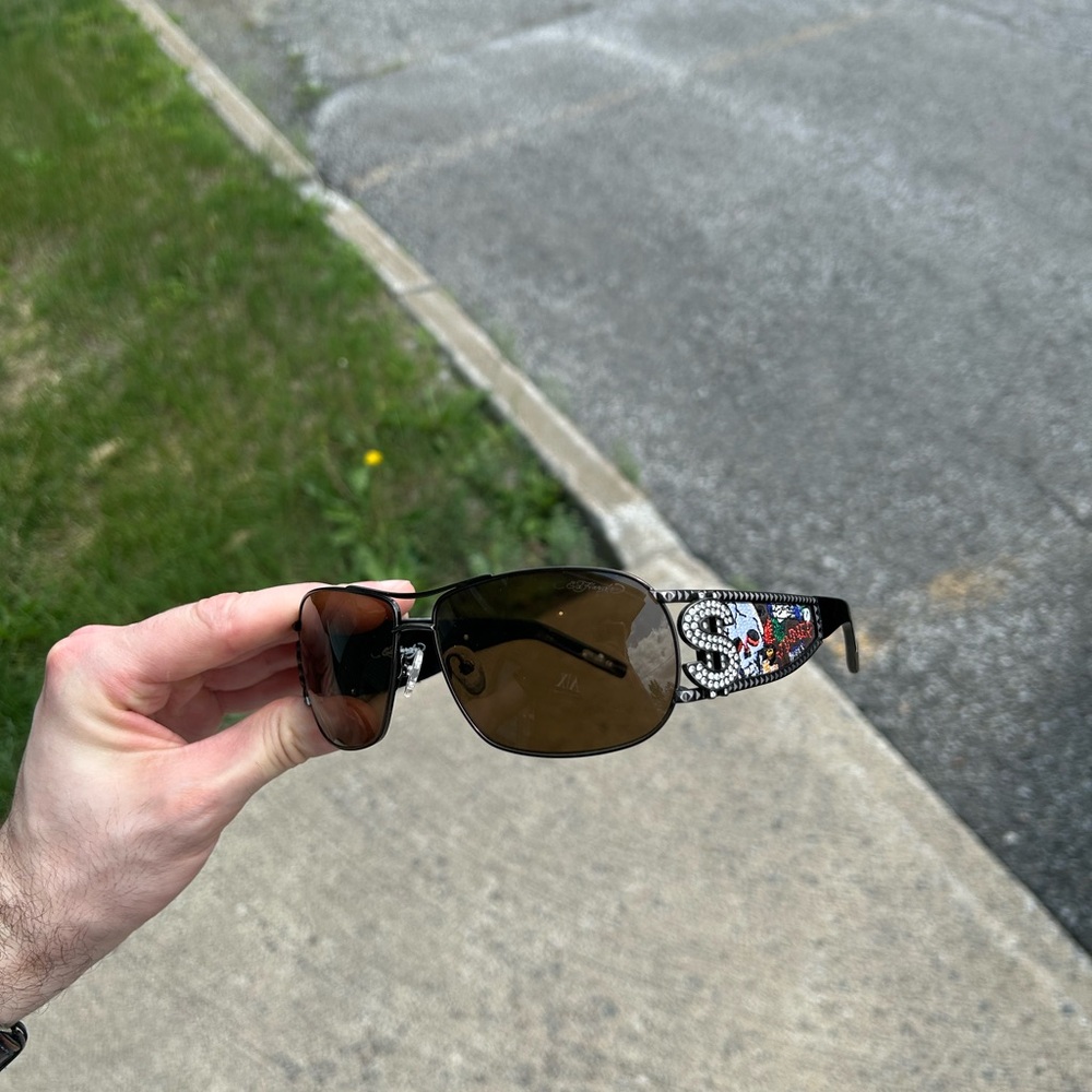 Ed Hardy Black and Brown Sunglasses
